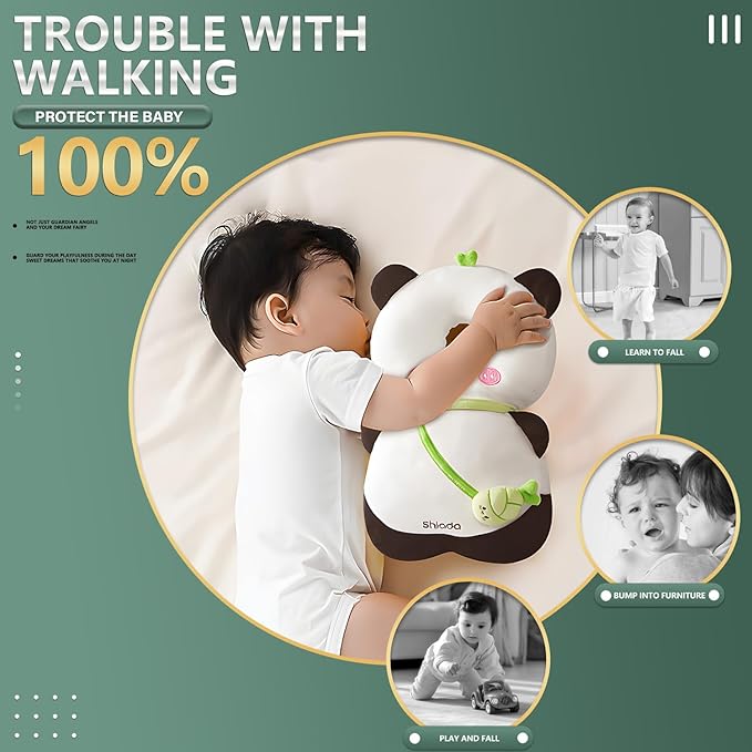 Baby Head Protector,Adjustable Baby Head Protection Backpack (Panda)