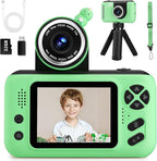 Kids Camera, Birthday Gifts for Boys and Girls Age 3-8,Video Recorder for Kids 8-12,Childrens Digital Camcorder for vlogging Portable Kids Selfie Camera with 32GB SD Card Green