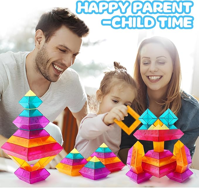 Building Block Sets for Kids 3 4 5 6 Year Old, 30 Pcs Stacking Blocks Toys for Boys Girls, STEM Preschool Learning Activities Educational Light Table Toys Gifts for Toddlers Children