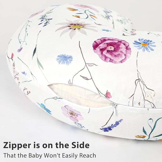 Pea Pod Nursing Pillow Cover Breastfeeding Pillow Slipcover for Moms Soft Breathable Organic Knit Fabric Newborn Infant Feeding Pillow Covers for Baby Girl Boy, Stylish Floral