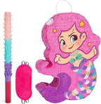 WERNNSAI Mermaid Piñata-Mermaid Party Piñata with Bat and Blindfold for Girls, Kids Birthday Party Games Anniversary Celebration Classroom Activities Mermaid Themed Party Decorations (15.7’’ x 12.2’’)