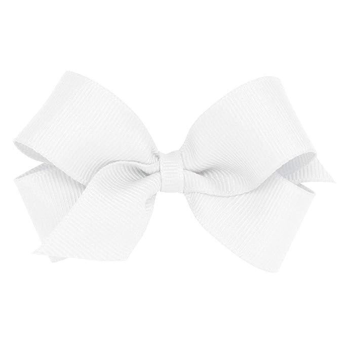 Wee Ones Baby Girls' Mini Classic Grosgrain Hair Bow on a WeeStay Clip w/Plain Wrap Center - White,One Size