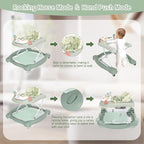 5 in 1 Foldable Baby Walker,Activity Baby Walker-Baby Bouncer,Rocker,Activity Center,Seat and Push Walker,Detachable Footrest Mat,Adjustable Speed Rear Wheels and Height,Ages 6-18 Months (Light Green)