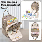 Diaper Bag Backpack,Stylish Baby Diaper Bag,Waterproof Travel Diaper Backpacks Baby Bags with Changing Pad,Stroller Straps,Insulated Pockets (Khaki)