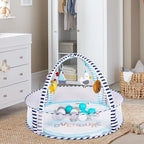 Baby Play Mat, 4-in-1 Baby Play Gym Tummy Time Mat with Ball Pit and 5 Detachable Toys for Newborn to Develop Sensory Exploration and Motor Skill 0-6-12 Months