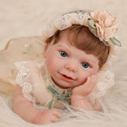 20-Inch Lifelike Reborn Baby Doll, Healing Mood Realistic Baby Doll with Cute Skirts, Poseable Smiling Full-Body Vinyl Baby Dolls for 3+ Ages, Collecting, Name Rosalie