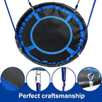 2 Seat Swing Set for Backyard - Metal A-Frame Holds 440 lbs, 1 Adjustable Saucer Swing and 1 u-Shape Swing - Suitable for Kids 3-8 Years