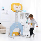 Costzon Kids Basketball Hoop, Toddler Sports Activity Center w/ 5 Adjustable Height Levels, Basketball Soccer Golf Game Set, Indoor Outdoor Basketball Hoop Set Gift for Baby Infant