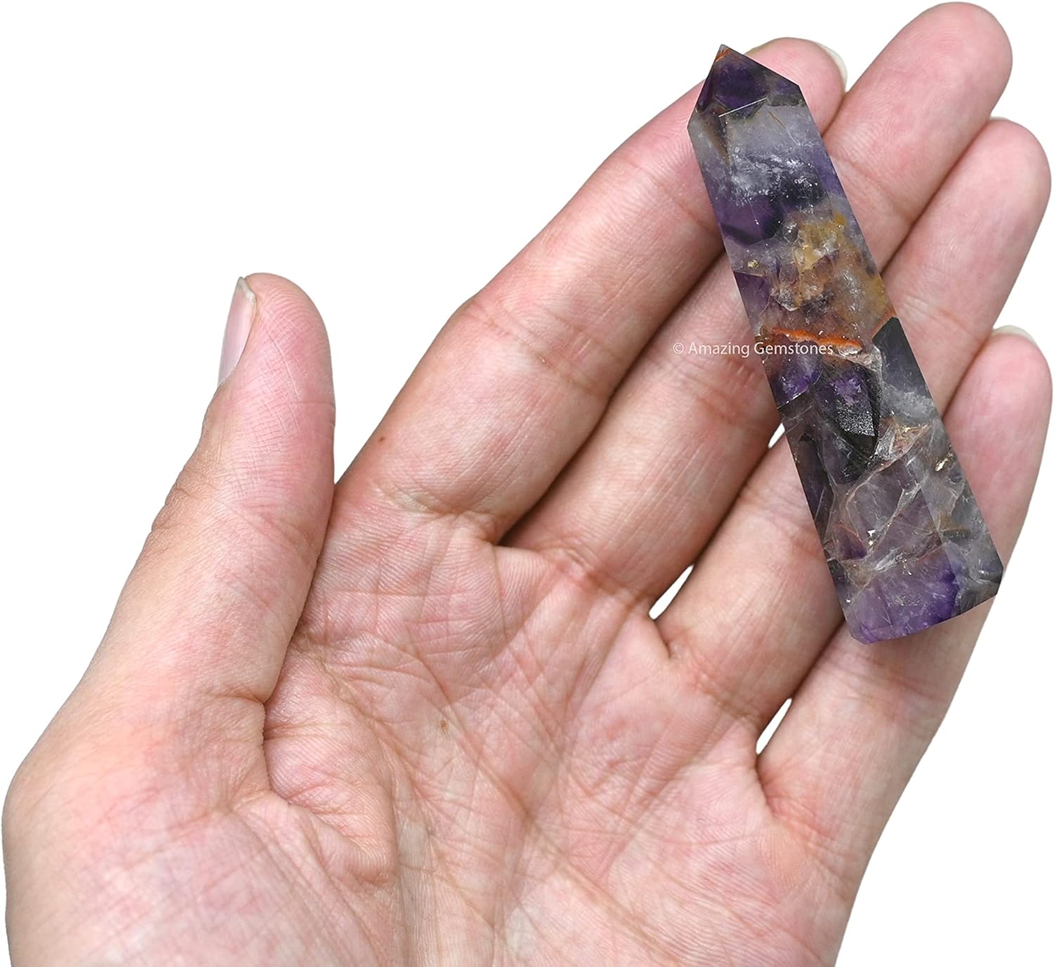 Amazing Gemstone Amethyst Chevron Crystal Towers ~ Natural Healing Crystal Point Obelisk for Reiki Healing and Crystal Grid (2" to 3" Inch)