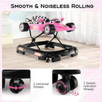 HONEY JOY Baby Walker, 4-in-1 Foldable Infant Activity Push Walker, Toddler Car Walker w/Adjustable Heights, Music, Lights, Removable Tray, Baby Walker with Wheels for Boys Girls 7-14 Months (Pink)