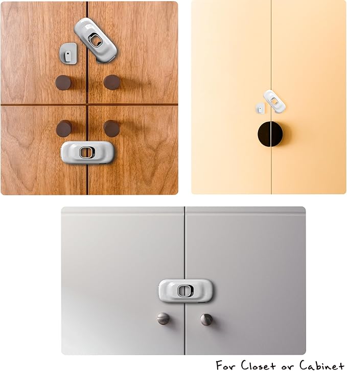 6 of Safety Latch Lock Easy Attachable Install Adhesive for Baby Childen Daycare Child Kids Senior Elder Pet Proofing Accident Prevent Home Kindergarden Preschool Senior Nursery Kitchen Cabinet Fridge