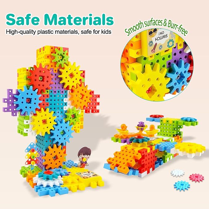 248PCS STEM Building Toys, Electric Gear Building Blocks Toys Set with Drill, Montessori Toddler Screw Toy, Kids Tool Set Construction Toy for Boys Girls Ages 4-8