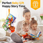 Jollybaby Baby Cloth Books, Touch & Feel Crinkle Soft Books, for Infants Babies, Toddler Early Educational Interactive Stroller Toys, Baby Girl & Boy Gift(Plush Tails)
