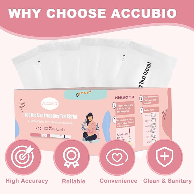 Pregnancy Test Strips with Urine Cups, hCG Detection Home Pregnancy Tests, Sensitive & Over 99% Accurate, 40 Count Individually Wrapped, Rapid hCG Test Strips, 5mm Wider 25mIU/mL