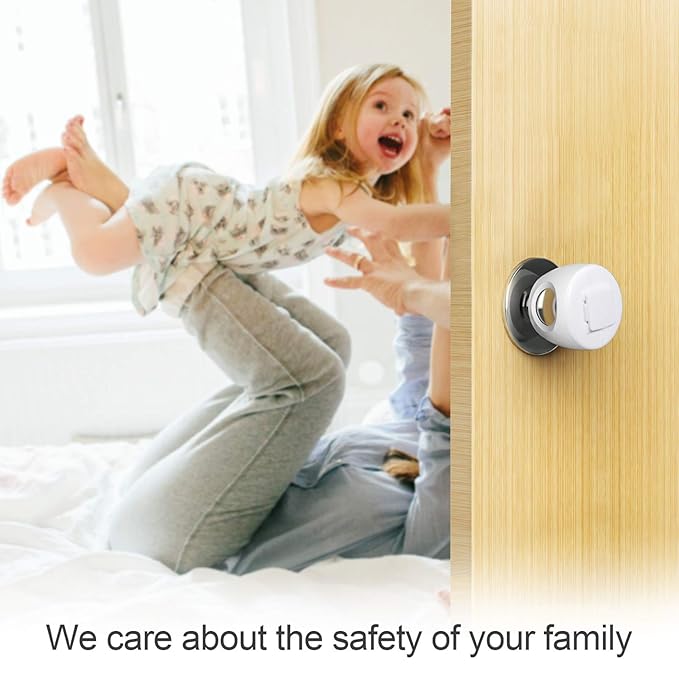 Door Knob Safety Cover for Kids, Child Proof Door Knob Covers, Baby Safety Door knob Handle Cover Lockable Design (4 Pack)