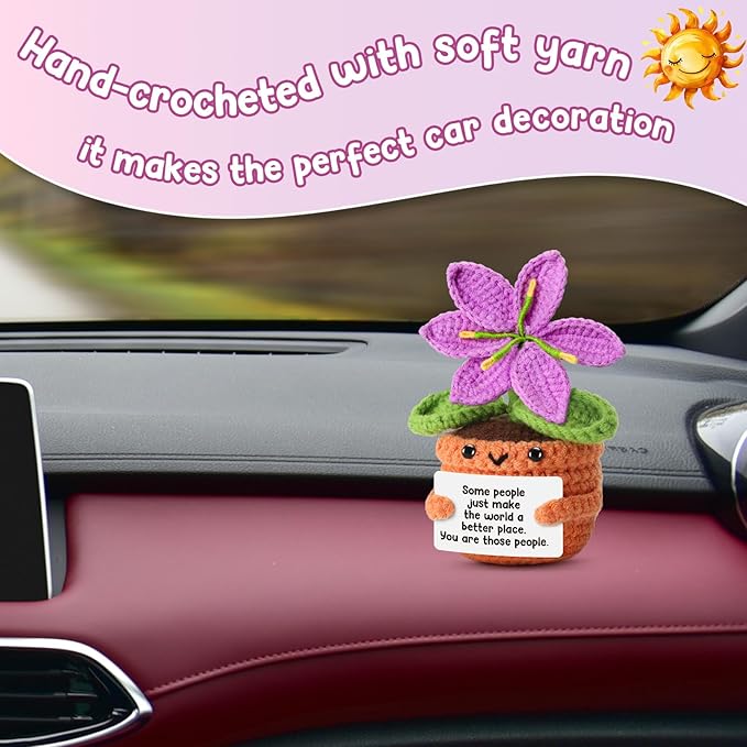 Handmade Grateful Crochet Purple Lily Flower Doll with Appreciation Card – Thank You Gift for Women, Friends, Coworkers, Teachers, Nurses for Her Birthday, Mother’s Day, Christmas.