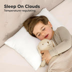 Toddler Pillow with Pillowcase - 13x18 My Little Cuddly Pillow, Viscose Derived From Bamboo Nursery Toddler Pillows for Sleeping,Kids Pillow,Small Travel Pillows,Mini Toddler Bed Pillow (Soft White)