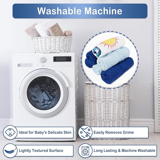 softan Baby Washcloths, 24Pack Baby Wash Cloths Extra Soft & Ultra Absorbent, Baby Towels Face Towel Unisex for Boys Girls Face & Body, Washclothes Gentle on Sensitive Skin, 9''x 9''Blue Planet