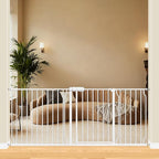 ALLAIBB Extra Wide Baby Gate Pressure Mount Auto Close White Metal Child Dog Pet Safety Gates with Walk Through for Stairs,Doorways,Kitchen and Living Room(71.65-76.38"/182-194cm)