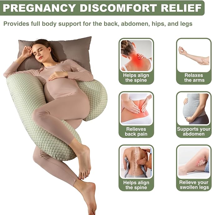 Pregnancy Pillows for Sleeping, Pregnancy Must Haves Body Pillow, Maternity Body Pillow for Adults, Support for Back, Legs, Belly, HIPS