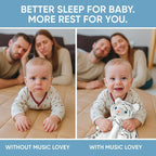 Love By Emi Baby Music Lovey White Tiger, Baby Sleep Soother for Crib & Cuddle Bedtime, White Noise with a Heartbeat & Lullaby, Plush Sound Machine Toy, Stuffed Animal for Newborns, Infants & Toddlers