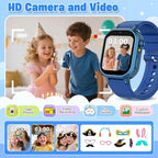 Kids Waterproof Smart Watch Boys Gift Age 3-12 with 39 Game HD Touch Screen Music Player Video Camera Pedometer Alarm Clock Birthday Gift for 6 7 8 9 Year Olds Blue