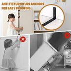 6 Pcs Furniture Wall Anchors Anti Tip Baby Proofing for Safety Securing 400 lbs Dresser Bookcase to Wall Heavy Duty Furniture Anchors Kit for Cabinet Dresser Bookshelf