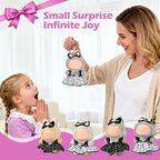 ‌Elegant White-and-Black Dress for 15cm/17cm Dolls - Strap Gown with Heart Pearl Necklace & Bow Headband/Fashion Doll Clothes Set, Accessories for Girl Doll/Perfect for Collectors, Gifts