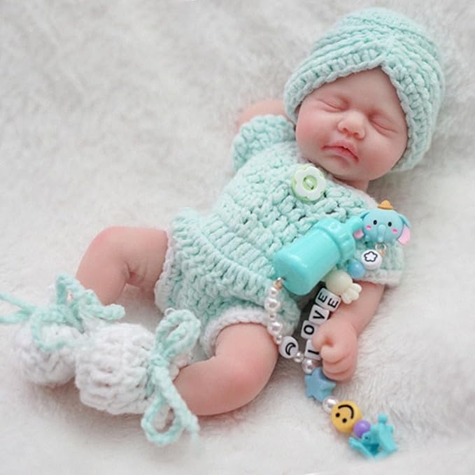 Reborn Baby Doll 7 Inch Silicone Doll Girl Aira Mini Realistic Newborn Baby Dolls Silicone Full Body Stress Relief with Feeding Accessories&Gift Box