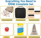 Upgraded Rummy Cube Game Set 6-8 Players with 8 Wooden Holders and 214 Rummy Tiles, Travel Family Board Game for Adults and Kids