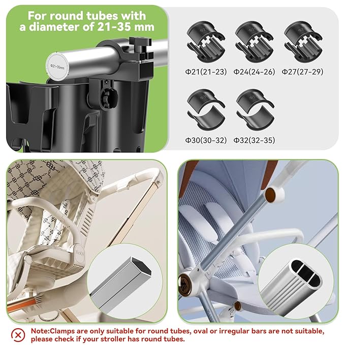 KDD Stroller Cup Holder with Phone Holder, 3-in-1 Removable Bottle Holder, 360 Degrees Rotation Drink Holder for Wheelchair, Stroller, Bike, Walker, Scooter, Bicycle, Uppababy, Bugaboo, Britax