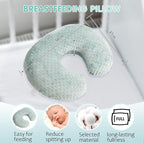 LAT Nursing Pillow for Breastfeeding with Removable Minky Cover,Ergonomic Breast Feeding Pillows for Mom and Baby,Machine Washable(Green)