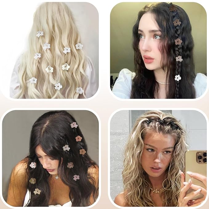 Small Flower Hair Clips 100PCS, Mini Hair Clips Baby Claw Clips Cute Jaw Clips Hair Pins Hair Barrettes Toddler Hair Accessories for Women Girls Kids Teens, Neutral Colors