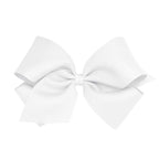 Wee Ones Girls' Plain Wrap Classic Grosgrain Hair Bows on a WeeStay No-Slip Hair Clip, Handmade, King, White