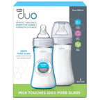 Chicco Duo 9oz. Hybrid Baby Bottle with Invinci-Glass Inside and Plastic Outside | Dishwasher, Bottle Warmer, and Electric Sterilizer Safe | Intui-Latch Nipple | Clear/Grey, 2pk