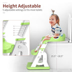 Potty Training Seat, Upgrade 2 in 1 Potty Training Toilet for Toddler, Toddler Toilet Seat for Boys Girls with Splash Guard, Anti-Slip Pad and Step Stool (Green)