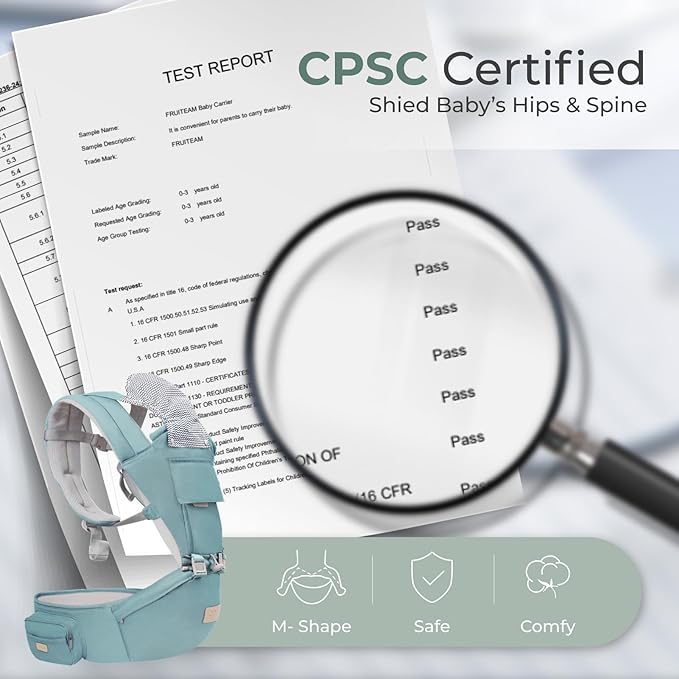 FRUITEAM 6-in-1 Baby Carrier with Waist Stool/Hip Seat, One Size Fits All -Adapt to Newborn, Baby Hip Carrier for Breastfeeding, Infant & Toddler, (Green)