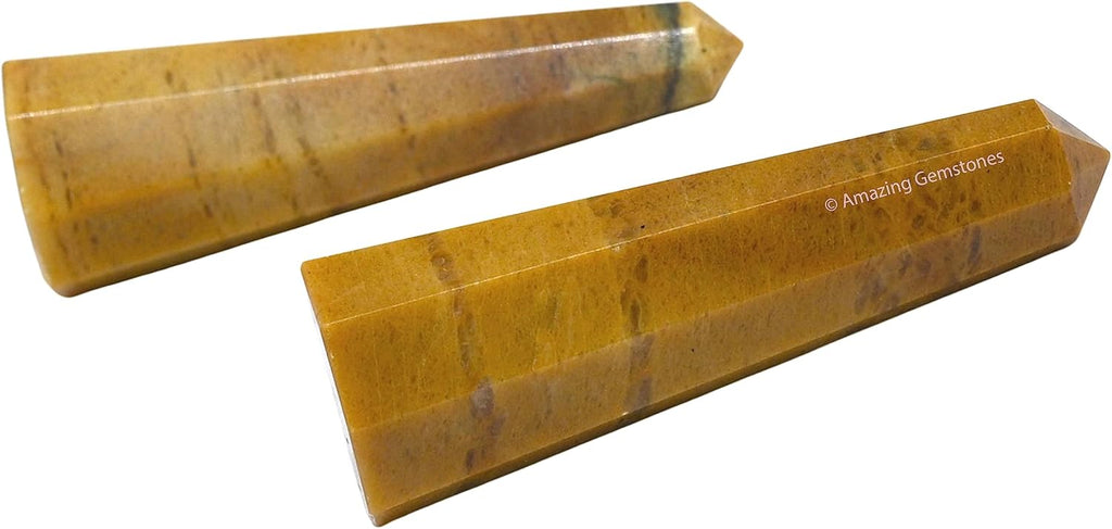 Amazing Gemstone Yellow Jasper Crystal Towers - Natural Healing Crystal Point Obelisk for Reiki Healing and Crystal Grid (2 to 3 Inch)