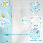 Nursing Pillow, Plus Size Ergonomic Design, Breastfeeding Pillows Support for Mom and Baby, Removable Cotton Cover, Machine Washable, Ice Blue