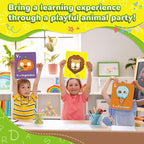Alphabet ABC Flash Cards with Animal Masks, Animal mask Alphabet Cards, Interactive Education Games, Learn Letters, English Phrases(26 Pcs Colorful)