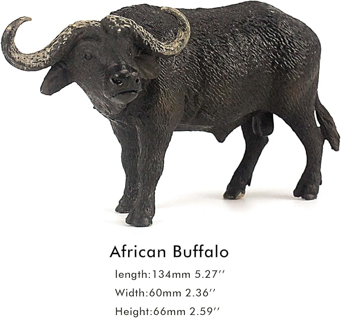 FUNSHOWCASE African Jungle Animals Buffalo Toy Figure Realistic Plastic Figurine Height 2.6-inch