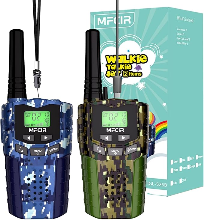 Walkie Talkies for Kids Toys for Boys, Rechargeable, 2 Pack, 3 Miles Range, 22 Channels, 2 Way Radio,Birthday Gifts for3-12 Year Old,Christmas Girls