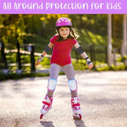 Kids Knee and Elbow Pads Set, 7 in 1 Skating Protective Gear for Skateboard, Roller Skating, Scooter, Cycling, 3-8 Years