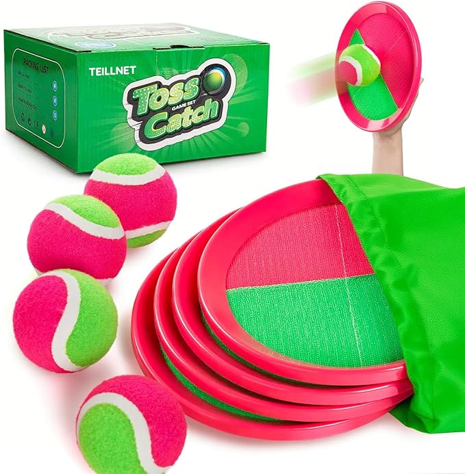 Toss and Catch Ball Set Upgraded - Kids Toys Outdoor Games for Whole Family - Water-Resistant Great for Beach Pool Yard Games - Classic Gift for Boys Girls 3 4 5 6 7 8 9 10 11 12+ Years Old