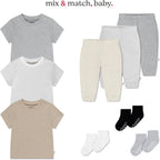 Huggies Unisex Baby Basic T-Shirt, Mid Grey Heather/Stripe