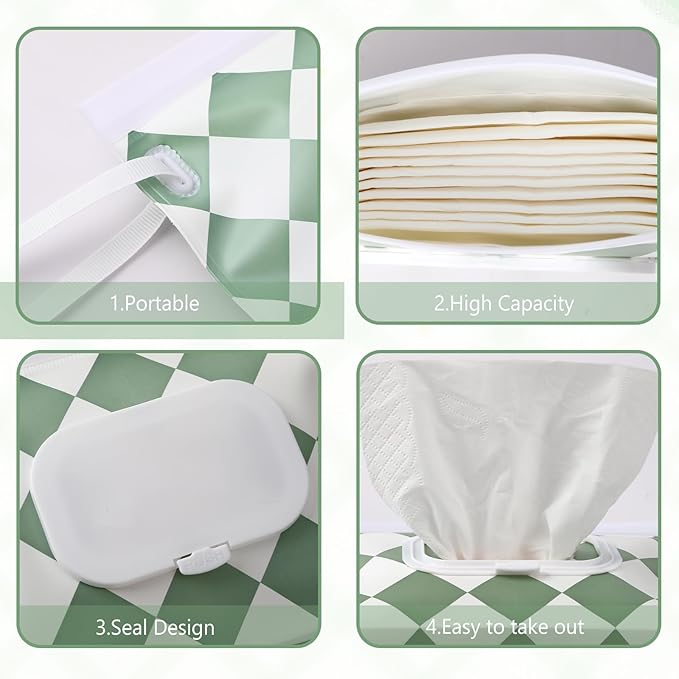 FEBSNOW 4 Pack Baby Wipes Dispenser Holder, Portable Refillable Baby Wet Wipes Pouch Container Reusable Travel Case
