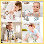 Baby High Chair Toys Teething Chew - Baby Table Toys, High Chair Suction Toy Teething Toys Silicone Teethers, Food Grade Silicon for 6 12 18 Months (Green Yellow)