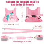 Toddler Leash-Baby Walking Safty Harness and Child Anti Lost Wrist Link for Girls/Boys Travel (Pink)
