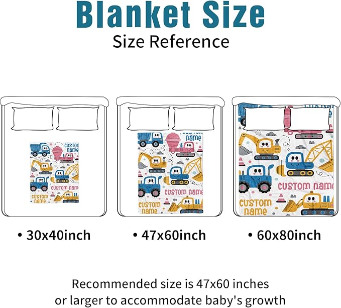 Personalized Baby Crib Bedding Set, Custom Name Cartoon Car Theme Nursery Bedding Set 3 Pcs, Baby Blanket Fitted Crib Sheet Changing Pad Cover, Personalized Nursery Decor Gift for Newborns Boys