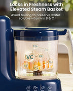 GROWNSY Baby Food Maker with Steam Basket, One Step Baby Food Processor Steamer Puree Blender Grinder Mills Machine, Auto Cooking Grinding and Sterili-zing for Healthy Homemade Baby Food, Dark Blue